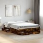 Smoked oak engineered wood bed with drawers 120x200 cm by vidaXL, Beds and slatted bases - Ref: Foro24-3280395, Price: 158,35...