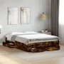 Smoked oak engineered wood bed with drawers 120x200 cm by vidaXL, Beds and slatted bases - Ref: Foro24-3280395, Price: 156,19...