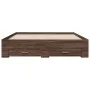 Oak brown engineered wood bed with drawers 160x200 cm by vidaXL, Beds and slatted bases - Ref: Foro24-3280376, Price: 175,50 ...