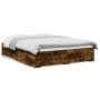 Cama con cajones madera de ingeniería roble ahumado 160x200 cm de vidaXL, Camas y somieres - Ref: Foro24-3280374, Precio: 168...