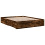 Smoked oak engineered wood bed with drawers 160x200 cm by vidaXL, Beds and slatted bases - Ref: Foro24-3280374, Price: 170,84...