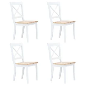 Esstischstühle 4 Stück Massivholz weißer Kautschuk und helles Holz von vidaXL, Essstühle - Ref: Foro24-247359, Preis: 283,85 ...