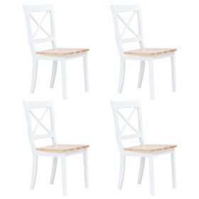 Sillas comedor 4 uds madera maciza caucho blanco y madera claro by vidaXL, dining chairs - Ref: Foro24-247359, Price: 290,27 ...
