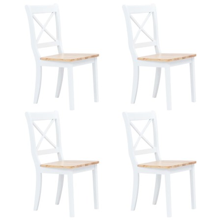 Sillas comedor 4 uds madera maciza caucho blanco y madera claro de vidaXL, Sillas de comedor - Ref: Foro24-247359, Precio: 28...