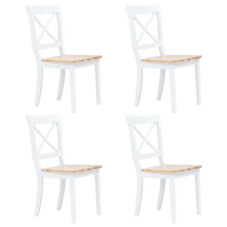 Sillas comedor 4 uds madera maciza caucho blanco y madera claro by vidaXL, dining chairs - Ref: Foro24-247359, Price: 283,85 ...