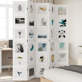 Biombo separador de 5 paneles madera maciza Paulownia blanco de vidaXL, Divisores de ambientes - Ref: Foro24-358696, Precio: ...