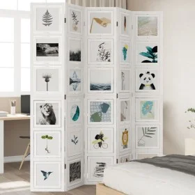 Biombo separador de 5 paneles madera maciza Paulownia blanco by vidaXL, Room dividers - Ref: Foro24-358696, Price: 189,24 €, ...