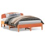 Bed frame with wax brown pine wood headboard 160x200 cm by vidaXL, Beds and slatted bases - Ref: Foro24-3207204, Price: 207,6...