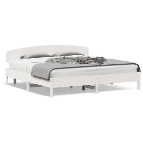 White pine wood bed frame with headboard 200x200cm by vidaXL, Beds and slatted bases - Ref: Foro24-3207194, Price: 224,13 €, ...