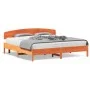 Bed frame with wax brown pine wood headboard 200x200 cm by vidaXL, Beds and slatted bases - Ref: Foro24-3207196, Price: 223,7...