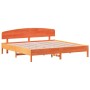 Bed frame with wax brown pine wood headboard 200x200 cm by vidaXL, Beds and slatted bases - Ref: Foro24-3207196, Price: 226,6...