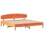Bed frame with wax brown pine wood headboard 200x200 cm by vidaXL, Beds and slatted bases - Ref: Foro24-3207196, Price: 223,7...