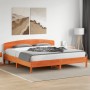 Bed frame with wax brown pine wood headboard 200x200 cm by vidaXL, Beds and slatted bases - Ref: Foro24-3207196, Price: 226,6...
