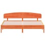 Bed frame with wax brown pine wood headboard 200x200 cm by vidaXL, Beds and slatted bases - Ref: Foro24-3207196, Price: 226,6...