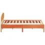 Bed frame with wax brown pine wood headboard 200x200 cm by vidaXL, Beds and slatted bases - Ref: Foro24-3207196, Price: 223,7...