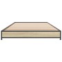 Sonoma oak metal engineered wood bed frame 75x190 cm by vidaXL, Beds and slatted bases - Ref: Foro24-845187, Price: 54,30 €, ...