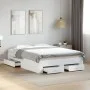 White engineered wood bed with drawers 135x190 cm by vidaXL, Beds and slatted bases - Ref: Foro24-3280405, Price: 173,65 €, D...