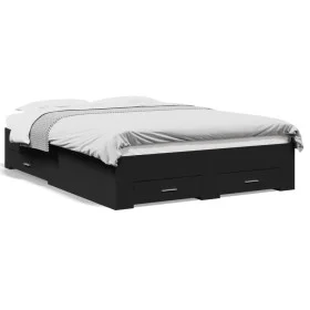 Black engineered wood bed with drawers 120x190 cm by vidaXL, Beds and slatted bases - Ref: Foro24-3280413, Price: 165,33 €, D...