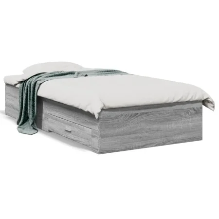 Cama con cajones madera de ingeniería gris Sonoma 75x190 cm de vidaXL, Camas y somieres - Ref: Foro24-3280445, Precio: 106,14...