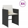 Garden chairs with cushions 4 units black synthetic rattan by vidaXL, Garden chairs - Ref: Foro24-4007455, Price: 170,30 €, D...