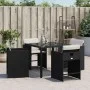 Garden chairs with cushions 4 units black synthetic rattan by vidaXL, Garden chairs - Ref: Foro24-4007455, Price: 178,21 €, D...