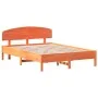Bed frame with wax brown pine wood headboard 140x200 cm by vidaXL, Beds and slatted bases - Ref: Foro24-3207212, Price: 188,4...