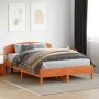 Bed frame with wax brown pine wood headboard 140x200 cm by vidaXL, Beds and slatted bases - Ref: Foro24-3207212, Price: 188,4...