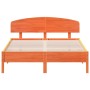 Bed frame with wax brown pine wood headboard 140x200 cm by vidaXL, Beds and slatted bases - Ref: Foro24-3207212, Price: 190,9...