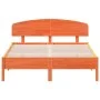 Bed frame with wax brown pine wood headboard 140x200 cm by vidaXL, Beds and slatted bases - Ref: Foro24-3207212, Price: 188,4...