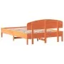 Bed frame with wax brown pine wood headboard 140x200 cm by vidaXL, Beds and slatted bases - Ref: Foro24-3207212, Price: 188,4...