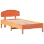 Bed frame with wax brown pine wood headboard 75x190 cm by vidaXL, Beds and slatted bases - Ref: Foro24-3207244, Price: 129,80...