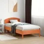 Bed frame with wax brown pine wood headboard 75x190 cm by vidaXL, Beds and slatted bases - Ref: Foro24-3207244, Price: 129,80...