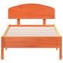 Estructura cama con cabecero madera pino marrón cera 75x190 cm de vidaXL, Camas y somieres - Ref: Foro24-3207244, Precio: 131...