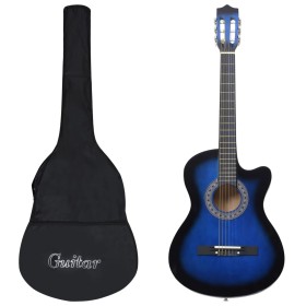 Set de guitarra clásica occidental 12 pzas 6 cuerdas azul 38"