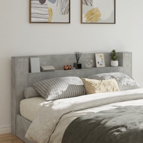 Cabecero de cama con LED gris hormigón 200x16,5x103,5 cm