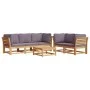 6-piece garden furniture set with solid acacia wood cushions by vidaXL, Modular outdoor sofas - Ref: Foro24-3214316, Price: 7...