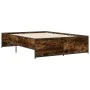 Engineered wood bed frame metal smoked oak 120x200cm by vidaXL, Beds and slatted bases - Ref: Foro24-3279894, Price: 133,69 €...