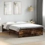 Engineered wood bed frame metal smoked oak 120x200cm by vidaXL, Beds and slatted bases - Ref: Foro24-3279894, Price: 133,69 €...