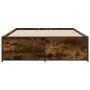 Engineered wood bed frame metal smoked oak 120x200cm by vidaXL, Beds and slatted bases - Ref: Foro24-3279894, Price: 133,69 €...