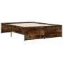 Engineered wood bed frame metal smoked oak 120x200cm by vidaXL, Beds and slatted bases - Ref: Foro24-3279894, Price: 133,69 €...