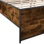 Engineered wood bed frame metal smoked oak 120x200cm by vidaXL, Beds and slatted bases - Ref: Foro24-3279894, Price: 133,69 €...