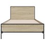 Estructura cama madera ingeniería metal roble Sonoma 90x200 cm de vidaXL, Camas y somieres - Ref: Foro24-845518, Precio: 97,8...