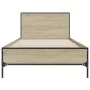 Sonoma oak metal engineered wood bed frame 90x200 cm by vidaXL, Beds and slatted bases - Ref: Foro24-845518, Price: 96,68 €, ...