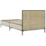 Sonoma oak metal engineered wood bed frame 90x200 cm by vidaXL, Beds and slatted bases - Ref: Foro24-845518, Price: 96,68 €, ...