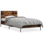 Estructura cama madera ingeniería metal roble ahumado 90x190 cm de vidaXL, Camas y somieres - Ref: Foro24-845564, Precio: 78,...