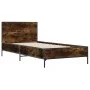 Estructura cama madera ingeniería metal roble ahumado 90x190 cm de vidaXL, Camas y somieres - Ref: Foro24-845564, Precio: 69,...