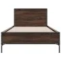 Engineered wood metal bed frame oak brown 90x190 cm by vidaXL, Beds and slatted bases - Ref: Foro24-845566, Price: 79,91 €, D...