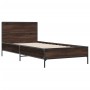 Engineered wood bed frame oak brown metal 100x200 cm by vidaXL, Beds and slatted bases - Ref: Foro24-845526, Price: 84,60 €, ...