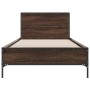 Engineered wood bed frame oak brown metal 100x200 cm by vidaXL, Beds and slatted bases - Ref: Foro24-845526, Price: 84,60 €, ...