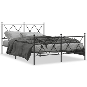 Estructura de cama cabecero y estribo metal negro 140x190 cm